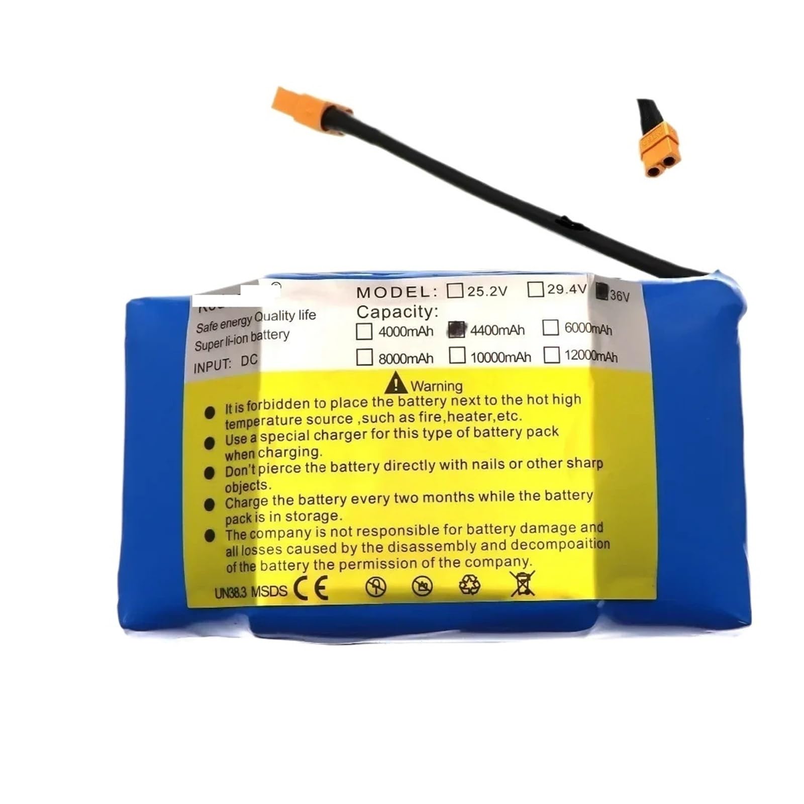 36V Lithium-ion Rechargeable Battery 4400 MAh 4.4AH Lithium-ion Battery For Electric Self-suction Hoverboard Unicycle
