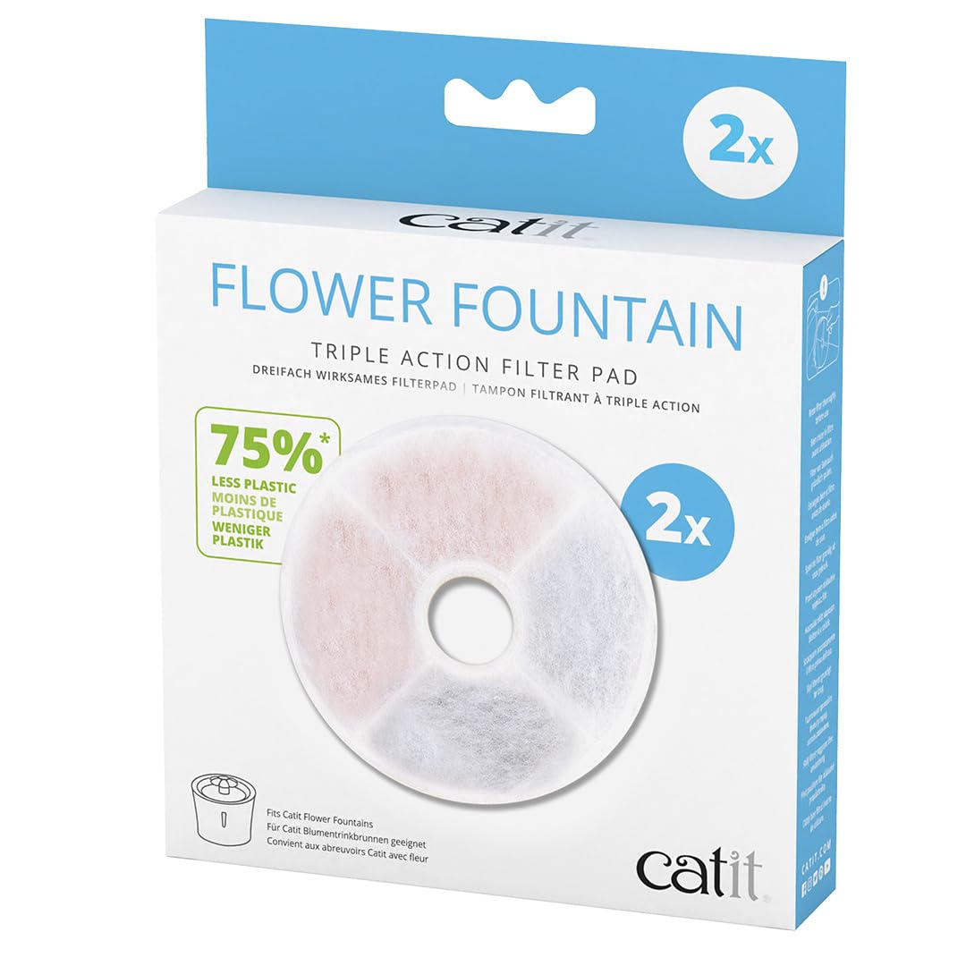 Catit Fountain Frameless Triple Action Filter Cartridge, 2 Filters, Cat Water Fountain Filters