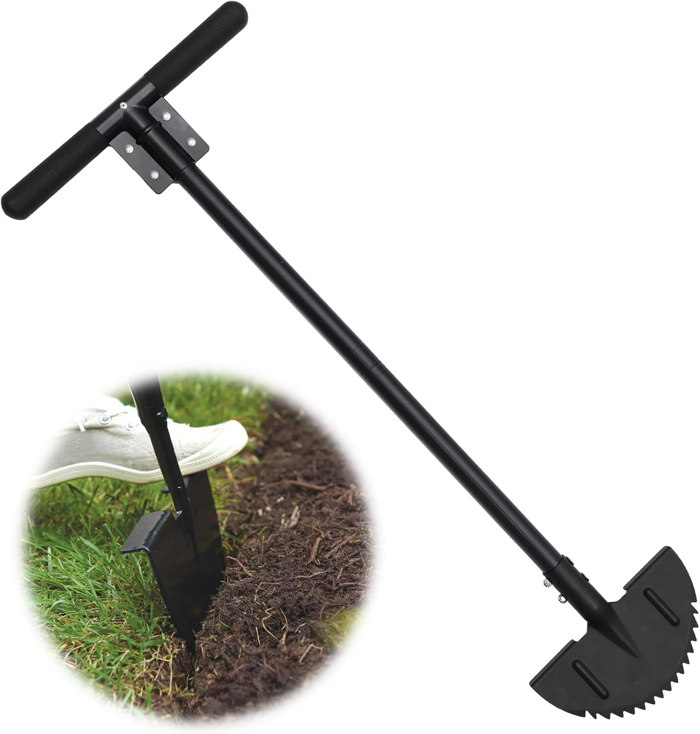 FLY HAWK Coupe Bordure Manuelle, 91cm Outil de Bordure de pelouse Manuel avec Poignée en T, pour Paysages, Allées, Parterres de Fleurs, Trottoirs, Terrasses/Noir