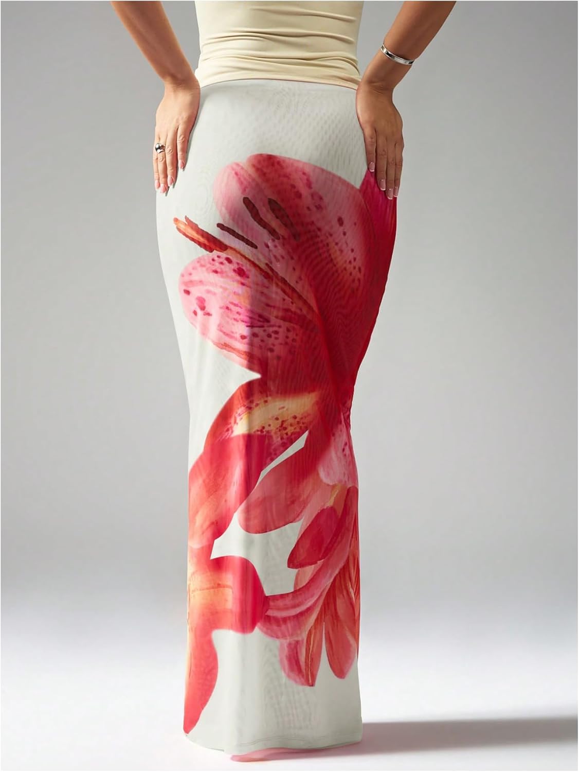 Floerns Women's Summer Floral Skirt Low Waist Fishtail Hem Beach Maxi Skirts - Image 3