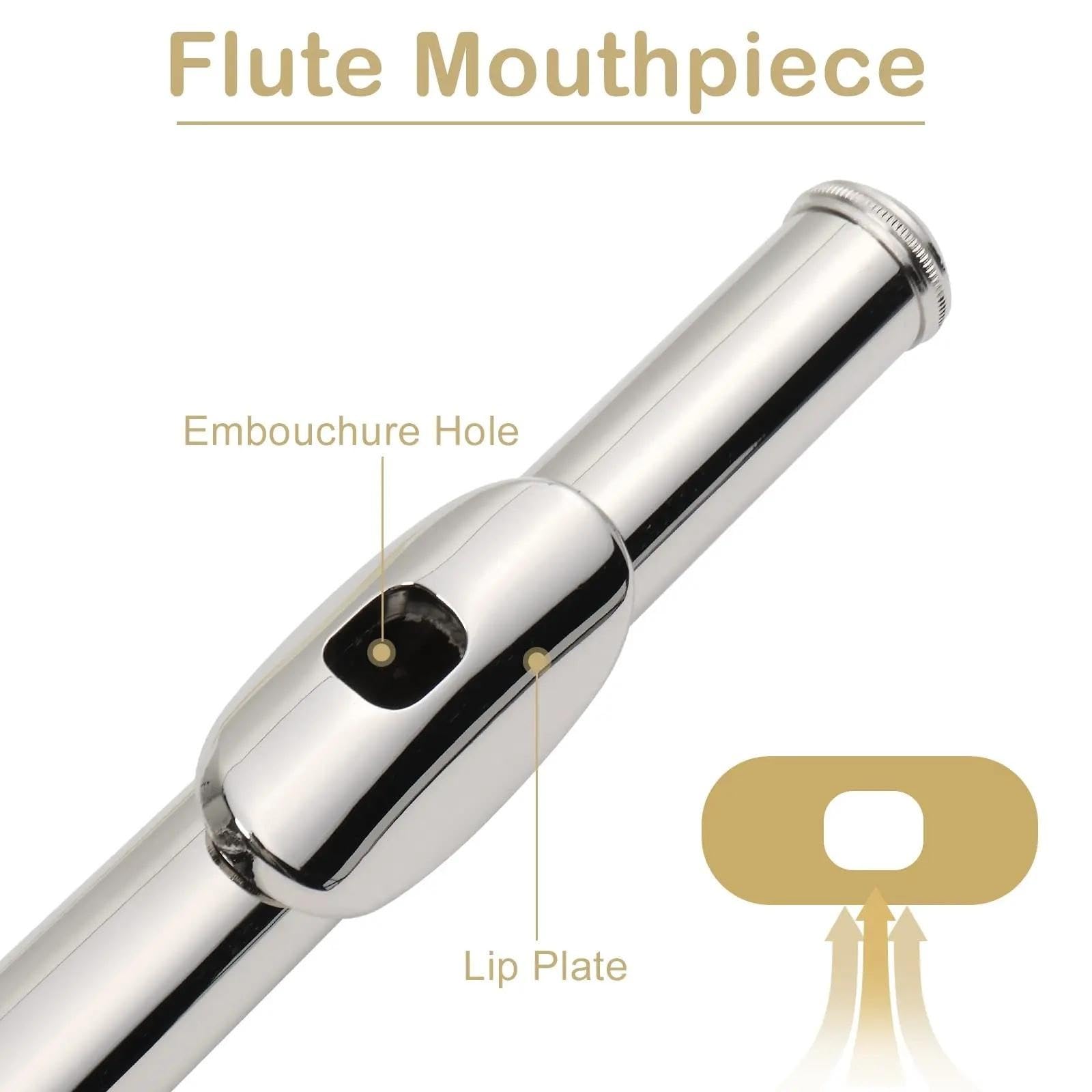 Flautas De Cuproníquel En Tono C Para Estudiantes, Juego De Instrumentos Musicales Con Flauta De Orificio Cerrado De 16 Teclas Flauta Travesera Kit