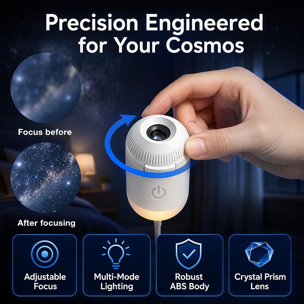 Proiettore di luce notturna olografica HD Smart Dynamic con 12 dischi di proiezione, 360° proiettore di stelle HD Plug and Play, proiettore stellare galassia regolabile