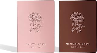 Floral Wedding Vow Books, His and Her Personalized Journals, Hydrangea L...