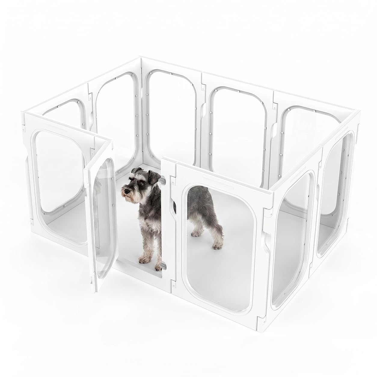 Corral acrílico para perros, corral transparente de 65 cm para uso en interiores y exteriores, valla portátil resistente para cachorros pequeños a medianos – 10 paneles