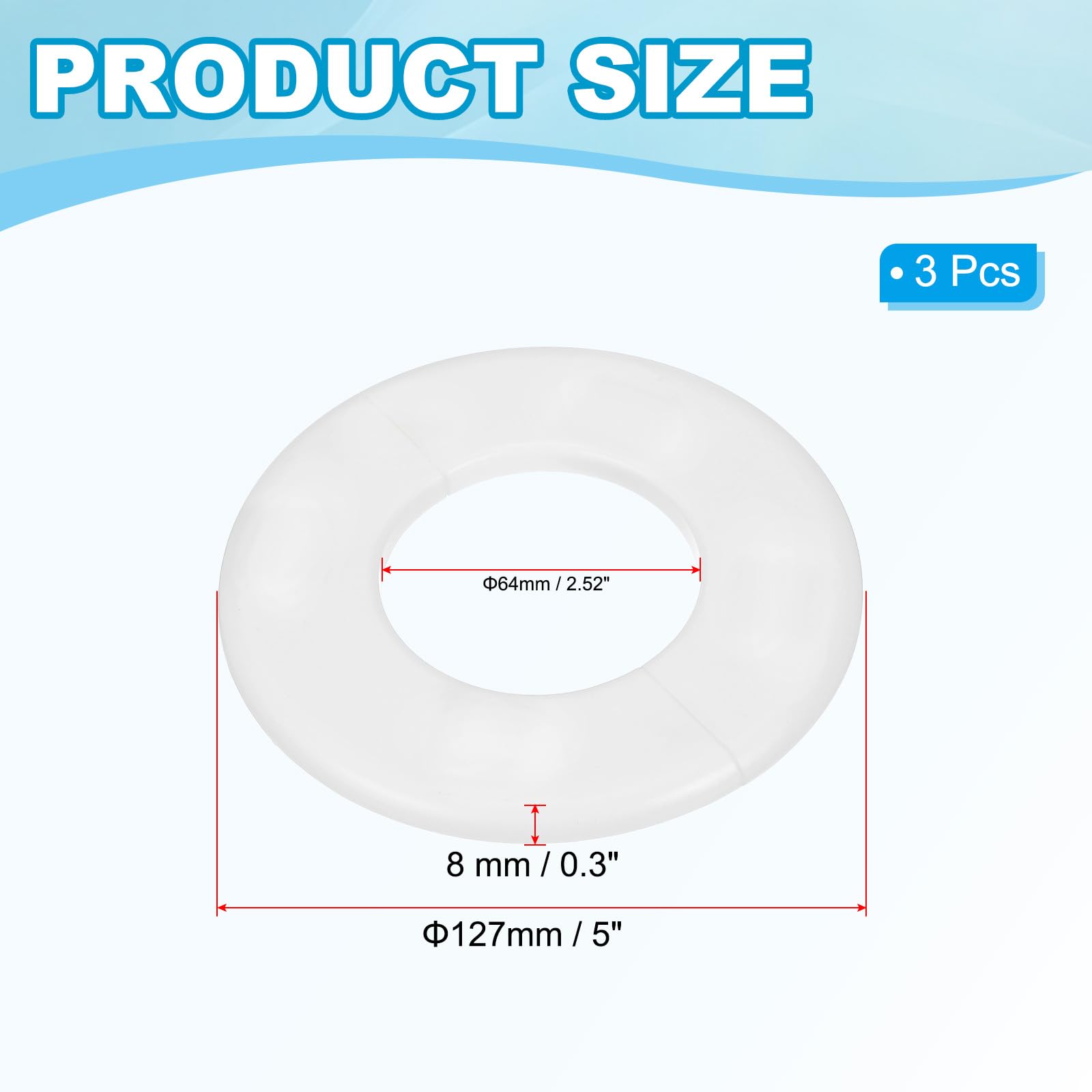2-Pack 2.5”/64mm ABS Wall Split Flange – Self-Adhesive Escutcheon Plates, 5.1” OD, Black – Covers Water Pipes, Faucets & Radiator Holes