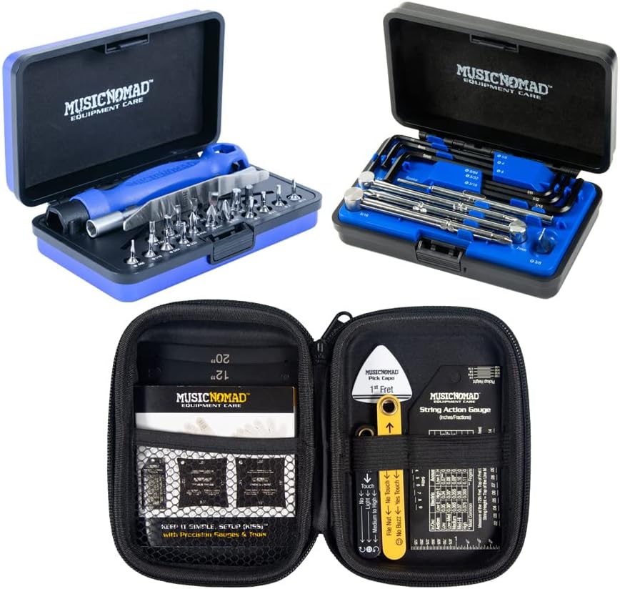 KEEP IT SIMPLE, SETUP (KISS)™ Starter Kit Bundle - 6 pc. Gauge Set, 26 pc. Guitar Tech Tool Set, 11 pc. Truss Rod Wrench Set (MN609)