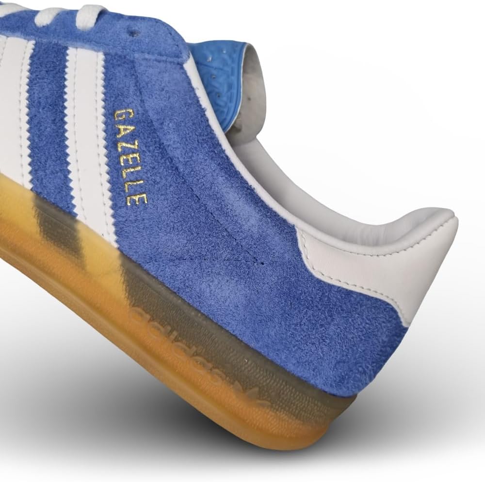 adidas Womens Gazelle Indoor Blue Fusion/Footwear White/Gold Size 5.5 - Image 3