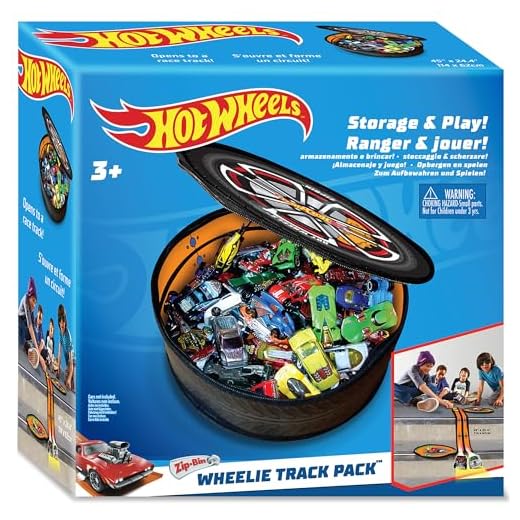 Hot Wheels Tara Toy: ZipBin Wheelie Track Pack - Unzips Into A Racetrack Mat, Holds 100 Toy Cars, Storage & Play, Circle Tire Design, Kids Ages 3+