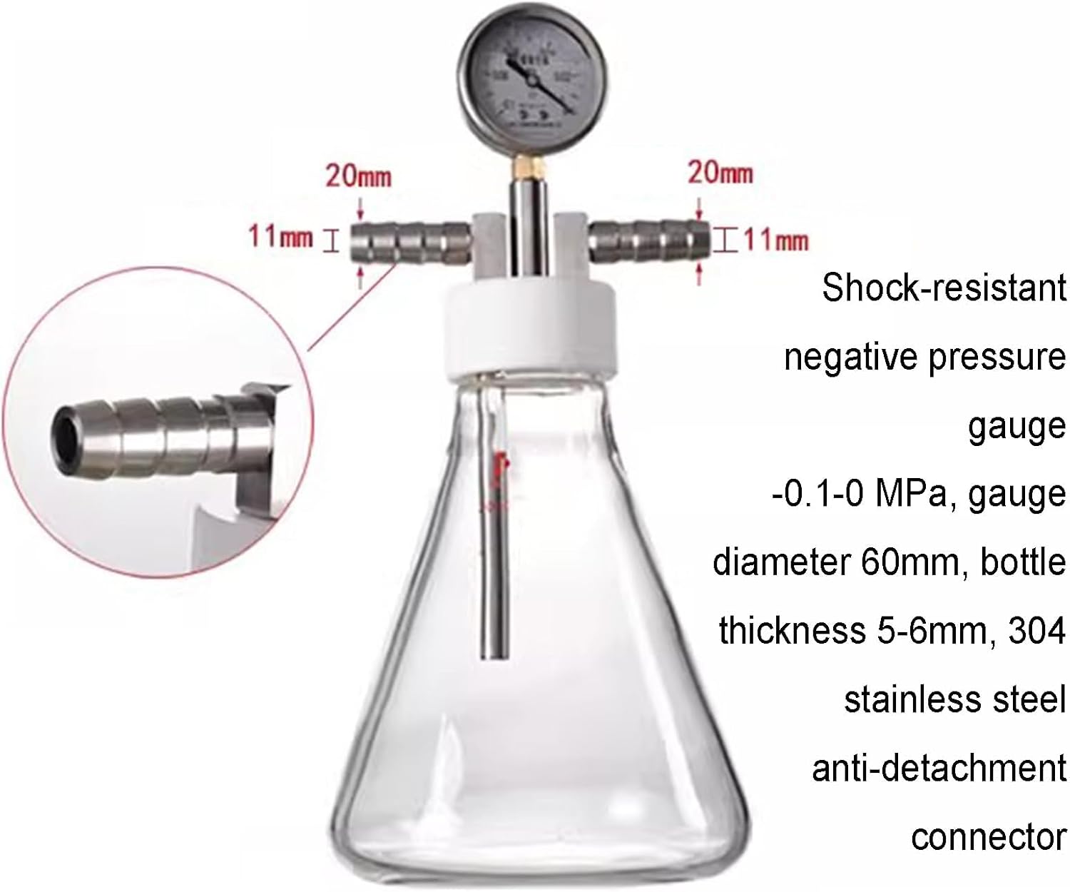 2L Lab Glass Vacuum Chamber, Resin Bubble Remover Machine, with Shock-Resistant Negative Pressure Gauge, for Silicone and Epoxies, Art Crafts
