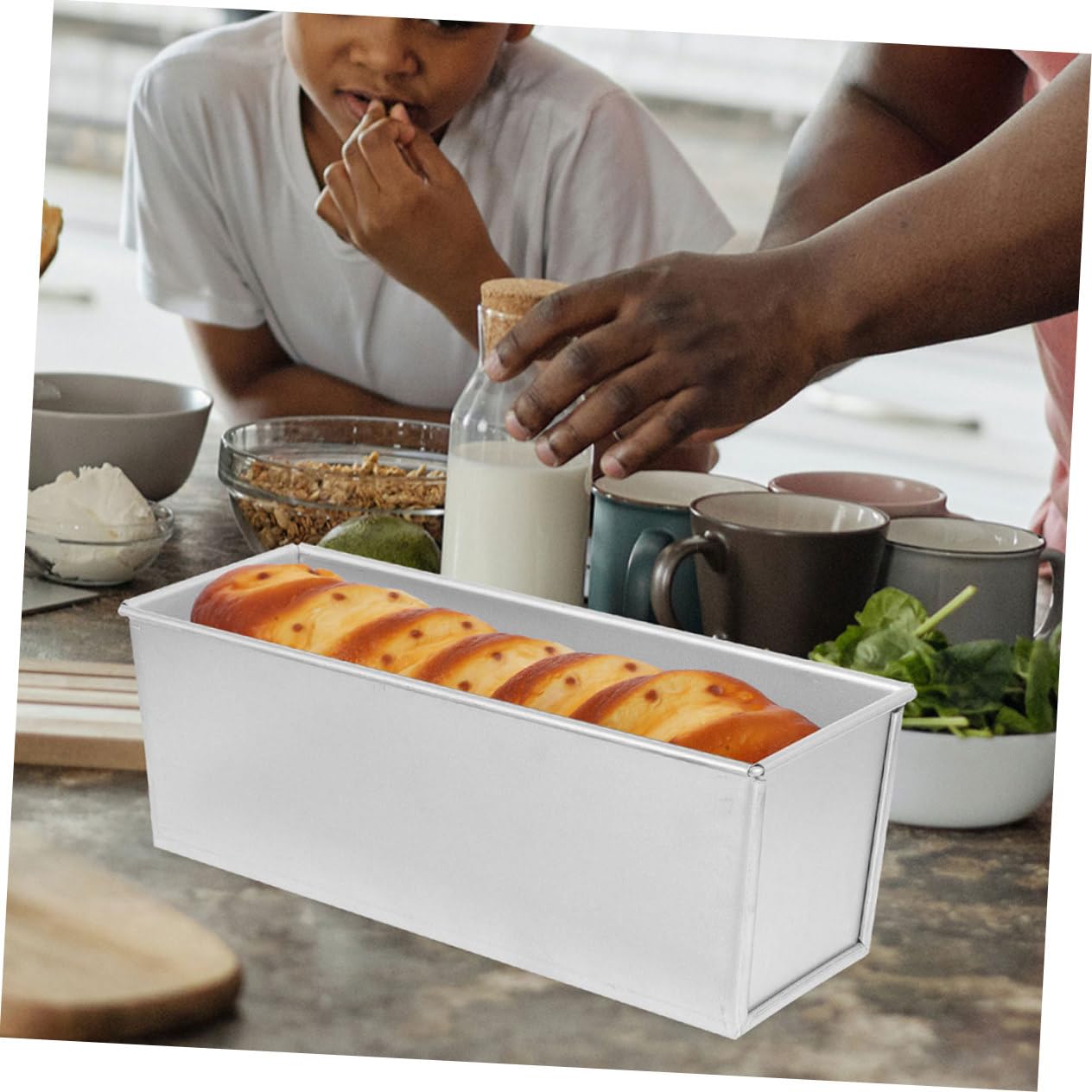 Molde Para Pan Tostado Con Tapa Deslizante De Aluminio 13.4 Pulgadas Para Hornear En Casa Reuniones Y Fiestas