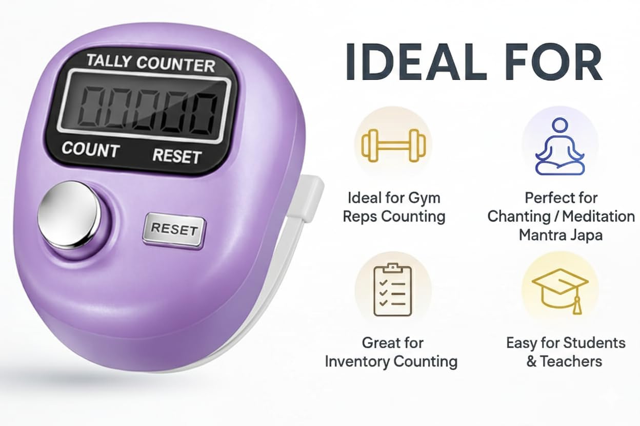 YBN 4pc Mini Naam Jap Counter - Finger Ring Tally Counter Digital Head Count, Counting Machine for Mantra Jap and Cricket Umpire and Various Counting Purpose Small (Color May Vary) 2