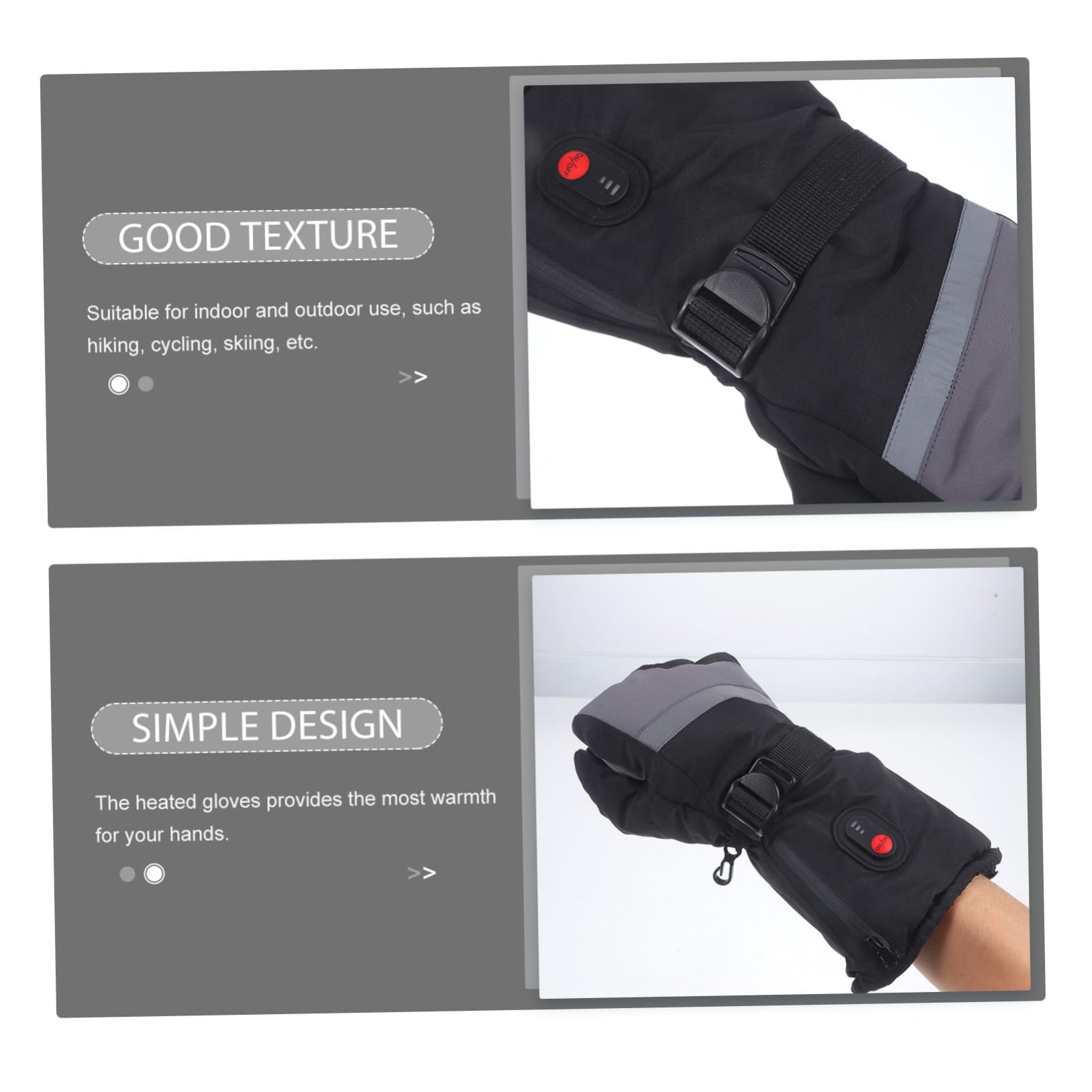 Toyvian Guantes de Esquí Calefactables Térmicos para Hombre y Mujer Cortavientos y Resistentes al Agua para Deportes de Invierno como Esquí y Snowboard Control de Temperatura de Tres