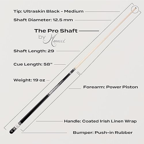 Vista 8 de Tacos de Billar Meucci - BMC Casino 10 - Palo Profesional de Billar con Estuche para Dados de Marfil y Tarjeta, Envoltura de Color Ébano, Antebrazo