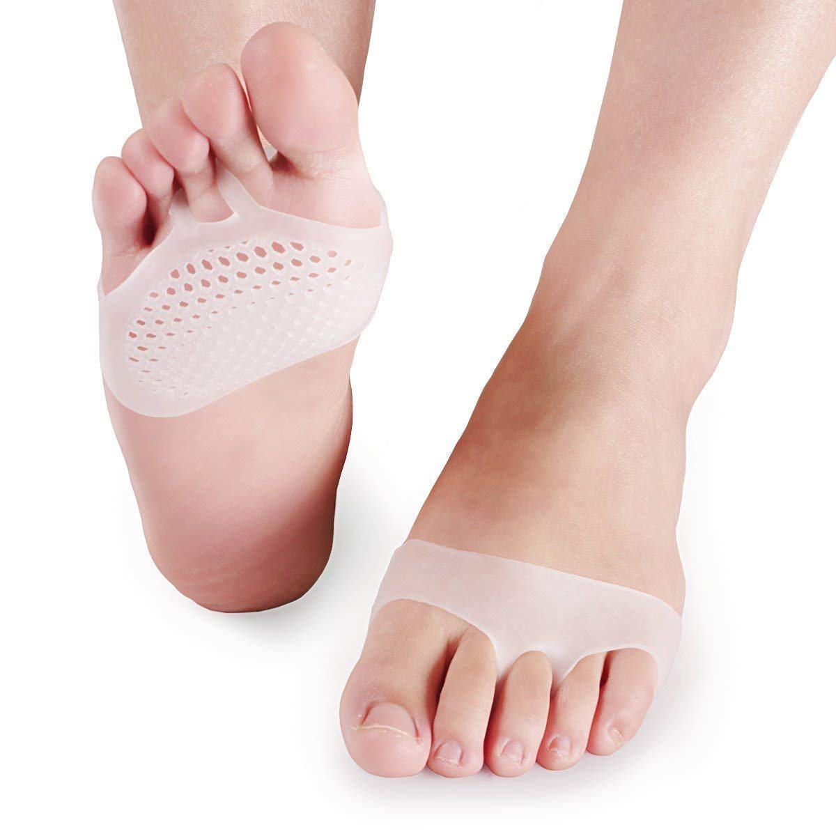 Lariox Silicone Gel Half Toe Sleeve Anti-Skid Forefoot Soft Pads for Pain Relief heel front socks silicone Heel Protector foot Gel Socks for Repair Dry Cracked Skins