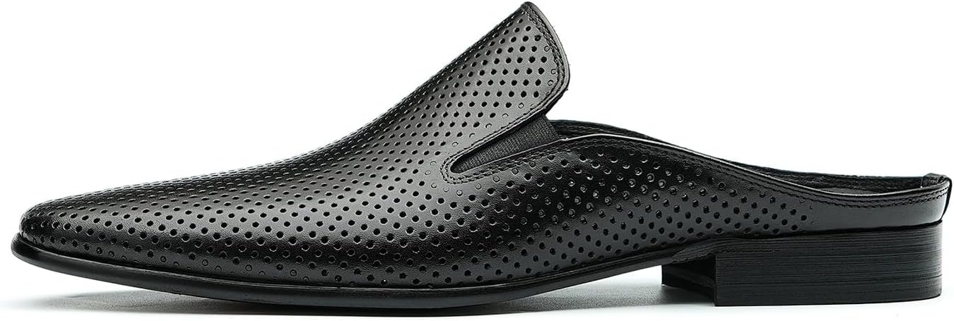 Santimon Men's Mules Formal Dress Loafers Leather Open Back Slippers Business Wedding Casual Fashion Slip On Clogs Sandals Summer Dress Shoes for Men