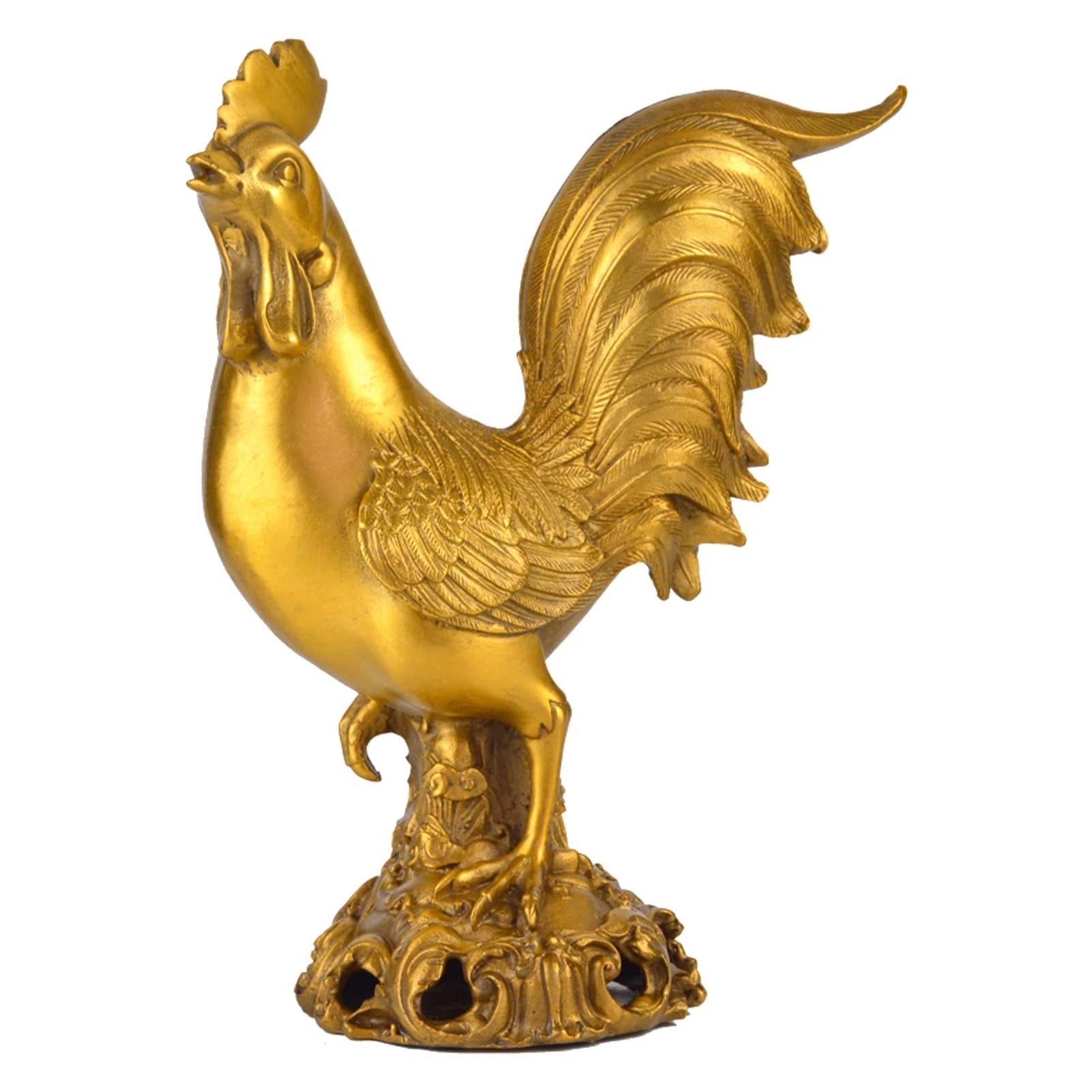 Statue de coq en laiton artisanal pour une décoration de maison élégante