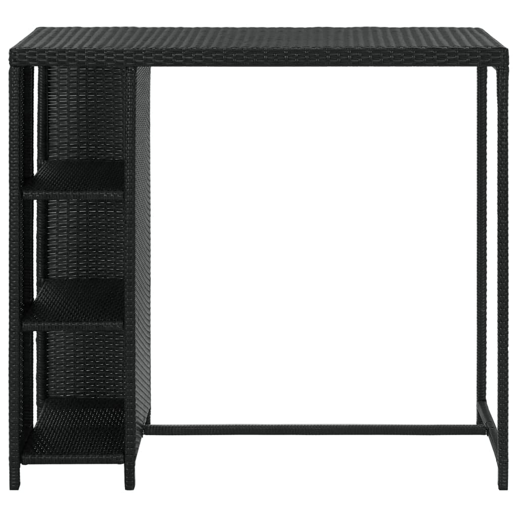 vidaXL Tavolo da Bar con Ripiani Nero 120x60x110 cm in Polyrattan