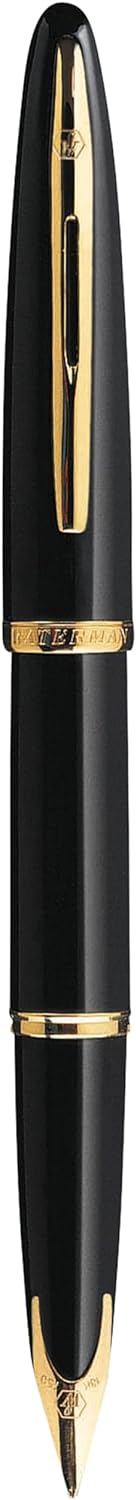 Waterman Carène Black Sea Fountain Pen | High-Gloss Black & 23k Gold Clip | Fine Nib with Blue Ink Cartridge | Gift Box