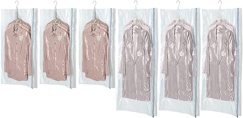 TAILINK Bolsas colgantes de almacenamiento al vacío para ropa, abrigos de invierno, trajes de vestir, juego de 6 bolsas de ropa de ahorro de espacio