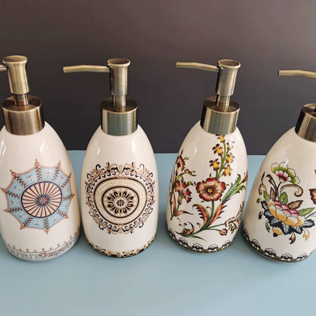 NZPOST Distributore di Sapone Ricaricabile da 15,8 Once, distributore di lozione in Ceramica, distributore di Sapone a Pressione Manuale con Pompa, distributore di Sapone a Pompa per Le Mani (Giallo)