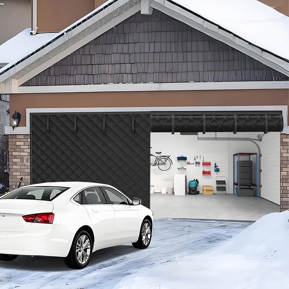 Générique Rideau De Porte De Garage Magnétique À Isolation Thermique, Kit D'isolation pour Porte De Garage pour l'hiver Rideau Isolant Thermique Tissu Oxford, pour Terrasse Extérieur(Gris,250x220cm)