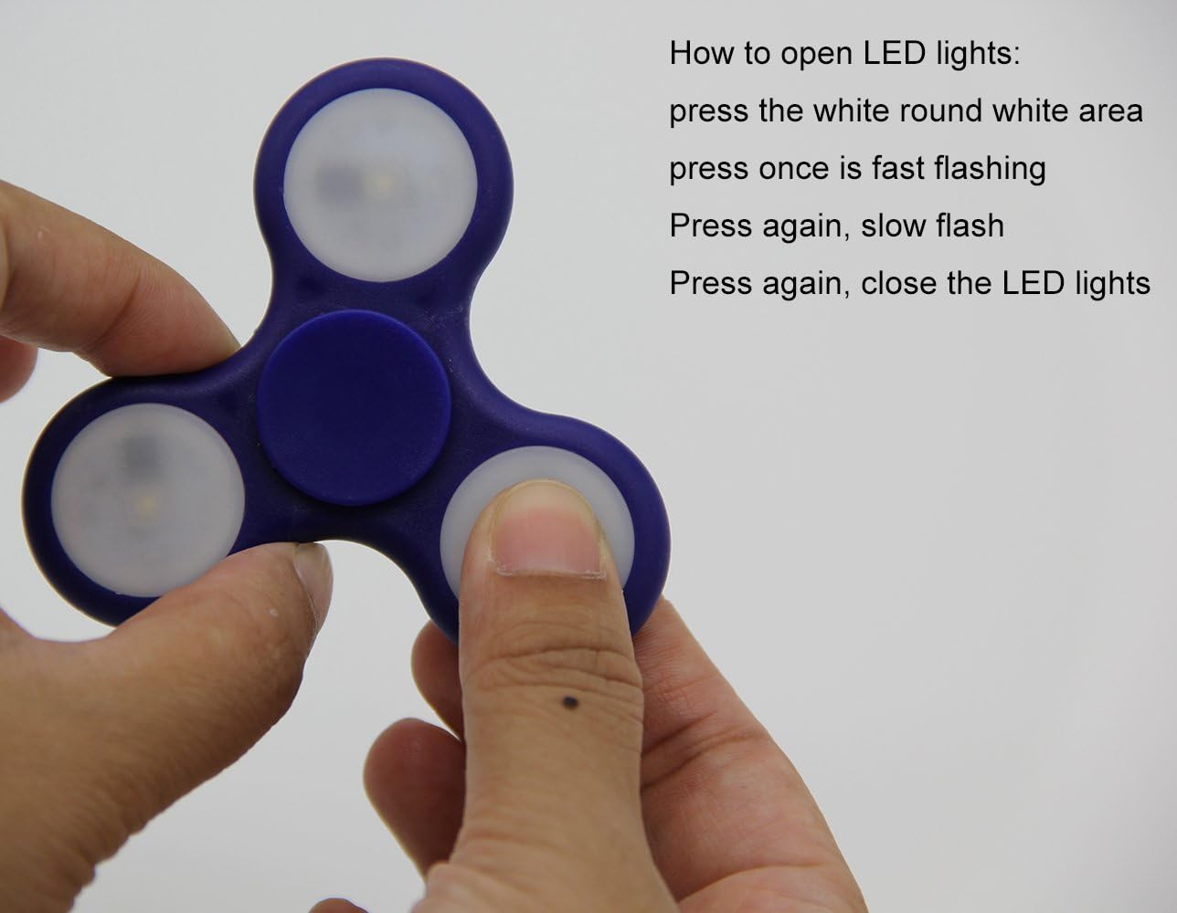LED Light Hand Spinner with Switch Plastic EDC Hand Spinner for Autism and ADHD Relief Focus Anxiety Stress Gift (Orange)