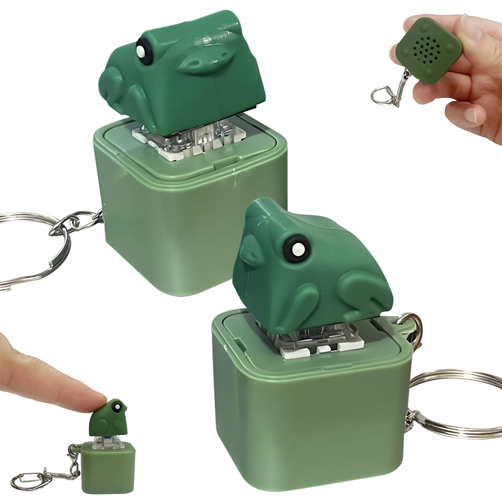 2 Pcs Frog Fidget Toy, Rechargeable Frog Keychain with Colorful Lights, Stress Relief Gadget for Fun and Focus