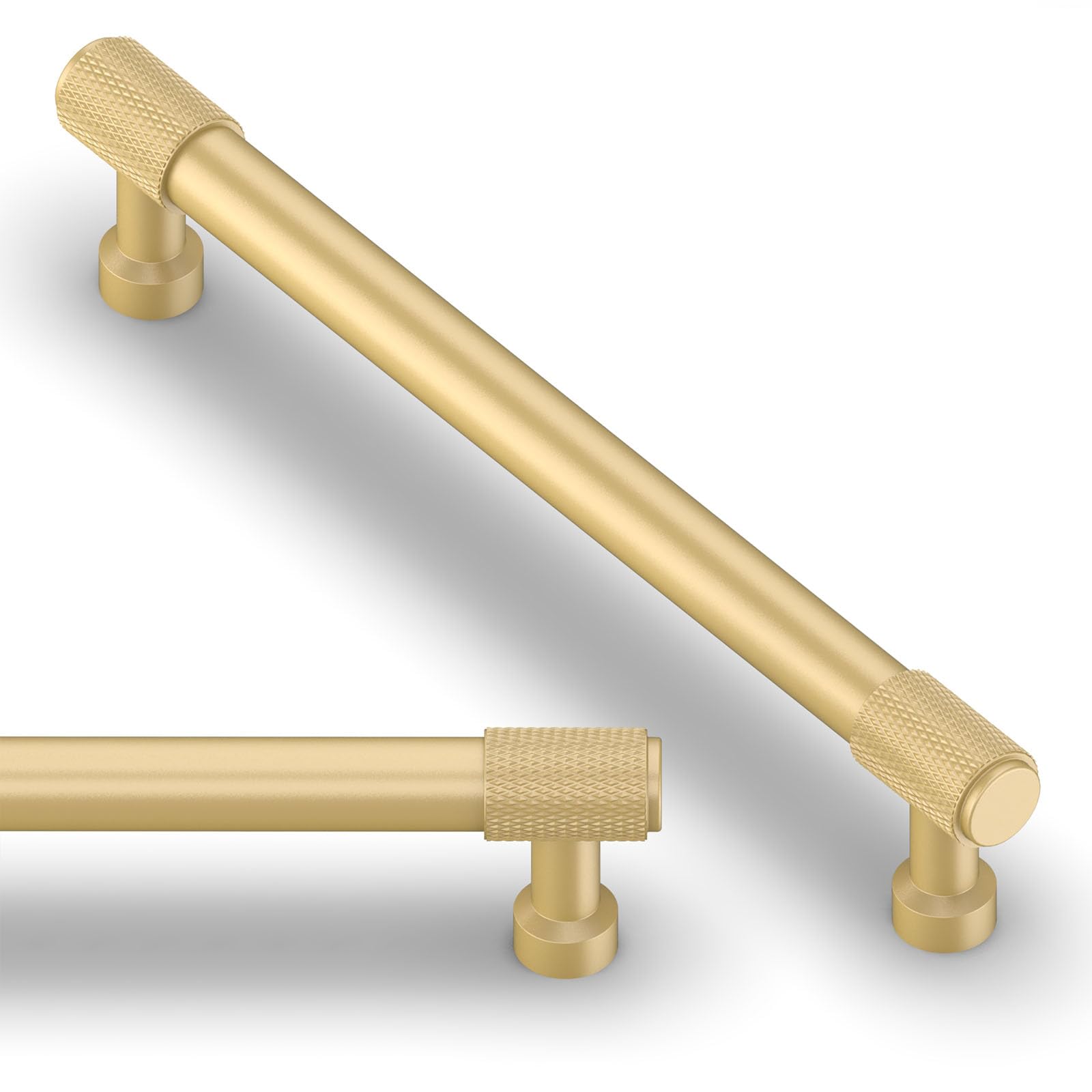 Asimerdeco 10 Pack Brushed Gold Knurled Cabinet Pulls 6.3 Inch(160mm) Kitchen Cabinet Handles Cabinet Hardware Drawer Pulls
