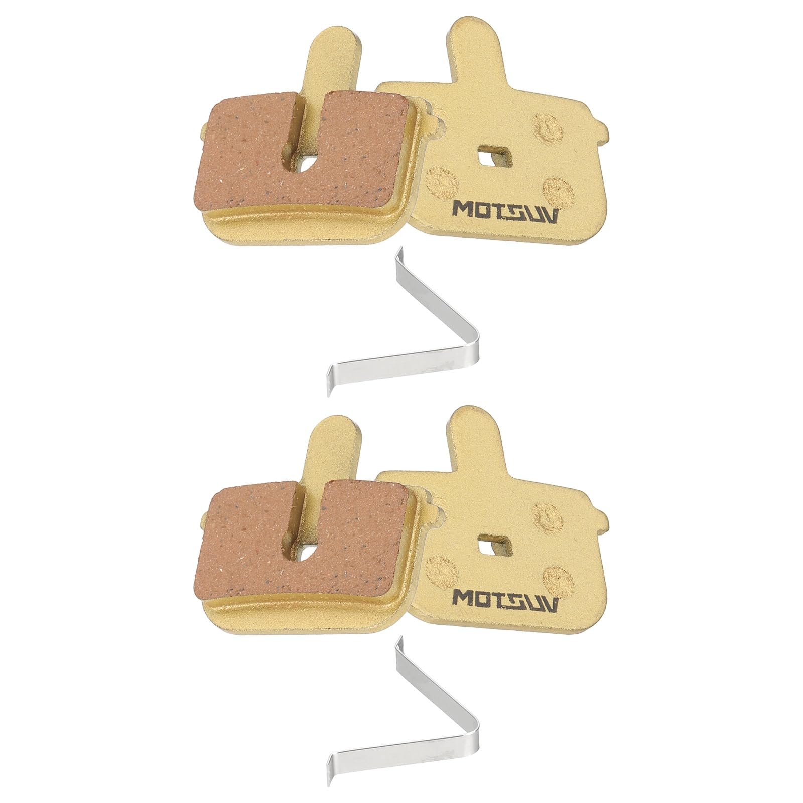 sourcing map 2set Disc Brake Pad 1.06" x 1.14" Semi-Metallic Resin Bike Brake Pads with Spring for BB7 M355 M446 M640 Mountain Road Bikes, Gold