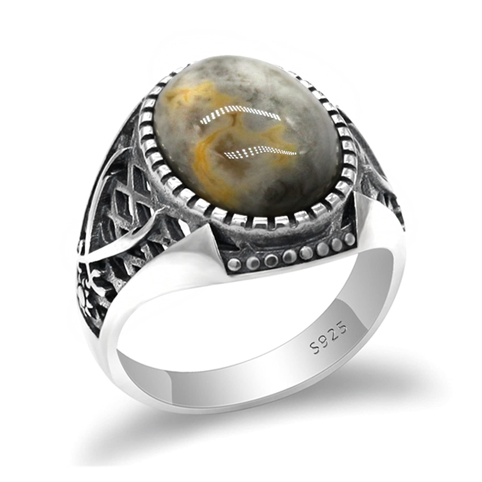 Wsdsxgenuine 925 Sterling Silver Islamic Mens Ring With Crazy