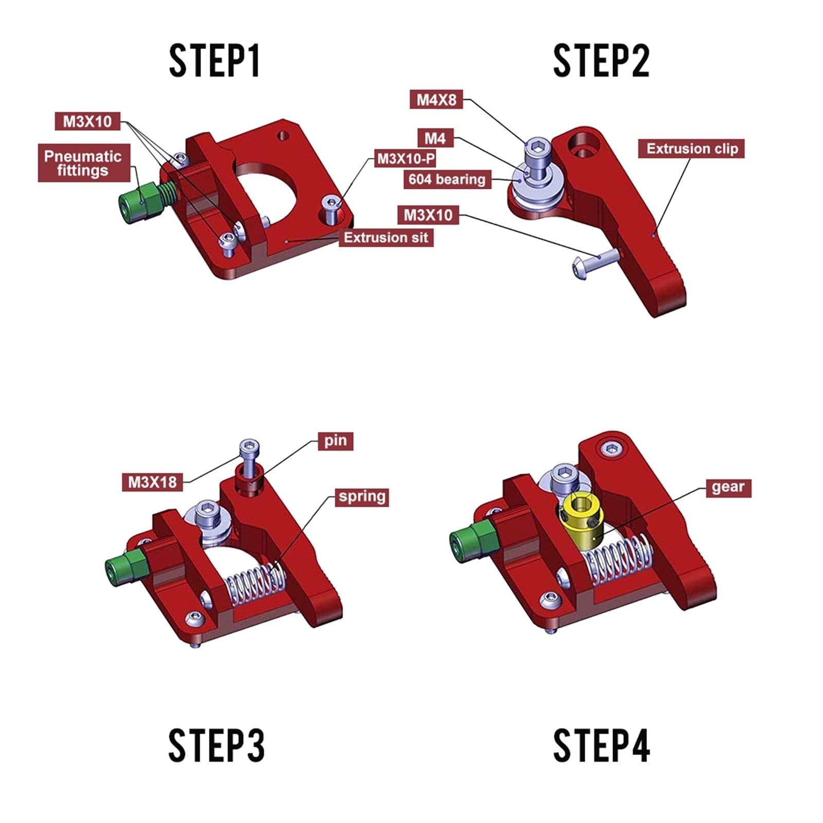 Compatibile con Creality, kit estrusore MK8 for Ender-3/CR-10