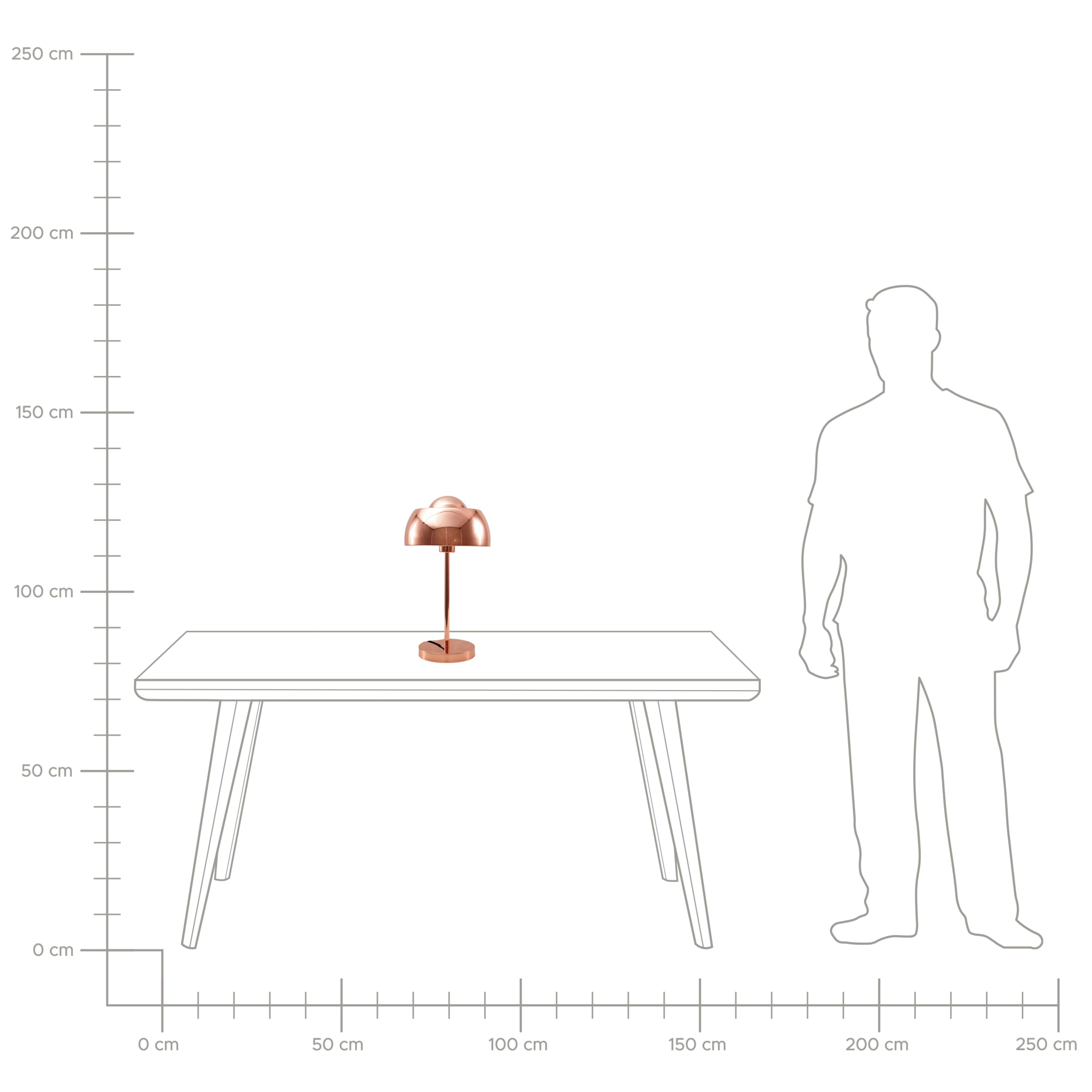 Beliani Lámpara de mesa de metal cobrizo 44 cm pantalla redonda interruptor cable moderno industrial Senette