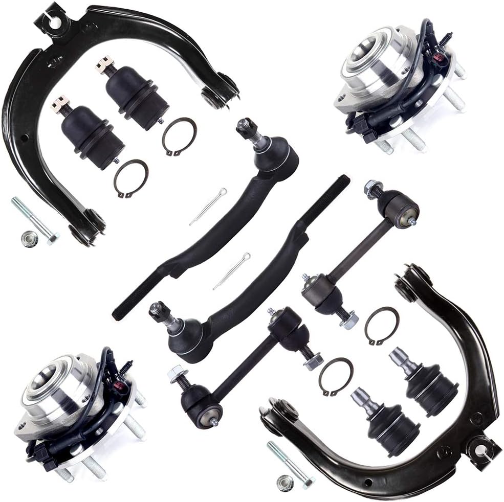 SCITOO 12pcs 4WD/AWD Suspension Kit Upper Control Arm Wheel Hub Outer Tie Rod End Sway Bar Link Ball Joints Fit 2004-2007 For Buick Rainier 2003-2009 For Chevy Trailblazer 2003-2008 For GMC Envoy