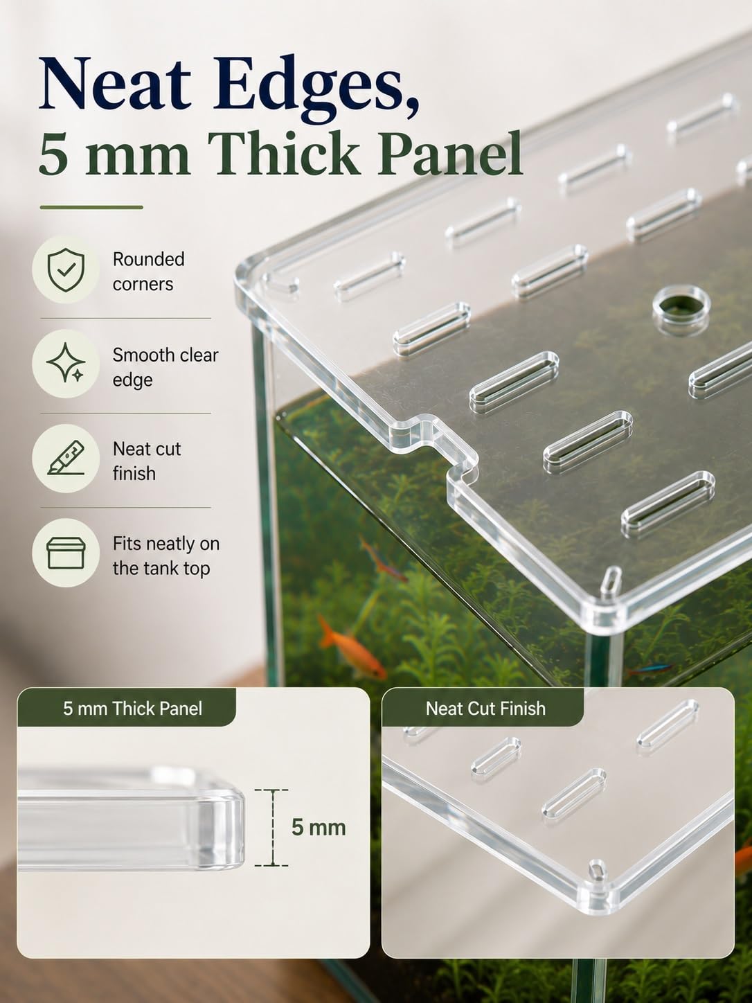 Genérico Tapa de Acuario acrílica Transparente 5 mm, Cubierta para Acuarios Abiertos(40x70cm)