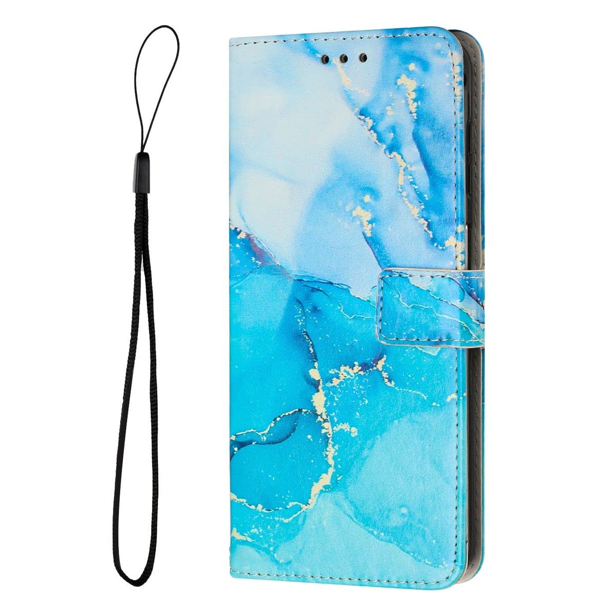 Étui clapet iPhone 15 Pro König Design bleu vert avec support ajustable - 6