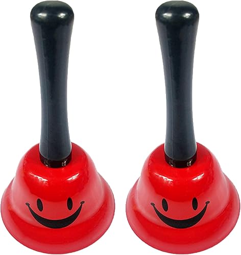Miniatura 5 de Huqqi Paquete de 2 campanas de mano sonriente, barra de servicio, barra de servicio, campana de servicio de llamada, recepción para hotel,