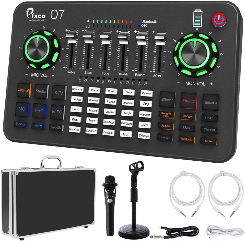 Live Sound Card, PIXCO Q7 with effects and voice changer Mini Sound