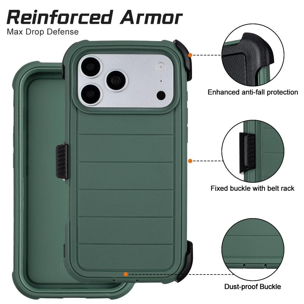 Defender - Custodia per iPhone 17 Pro Max con clip e cavalletto