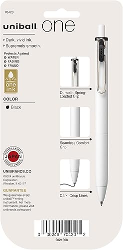 Miniatura 7 de Uniball One - Paquete de 5 bolígrafos de gel, bolígrafos negros medianos de 0.028 in bolígrafos de tinta de gel, suministros de oficina vendidos por