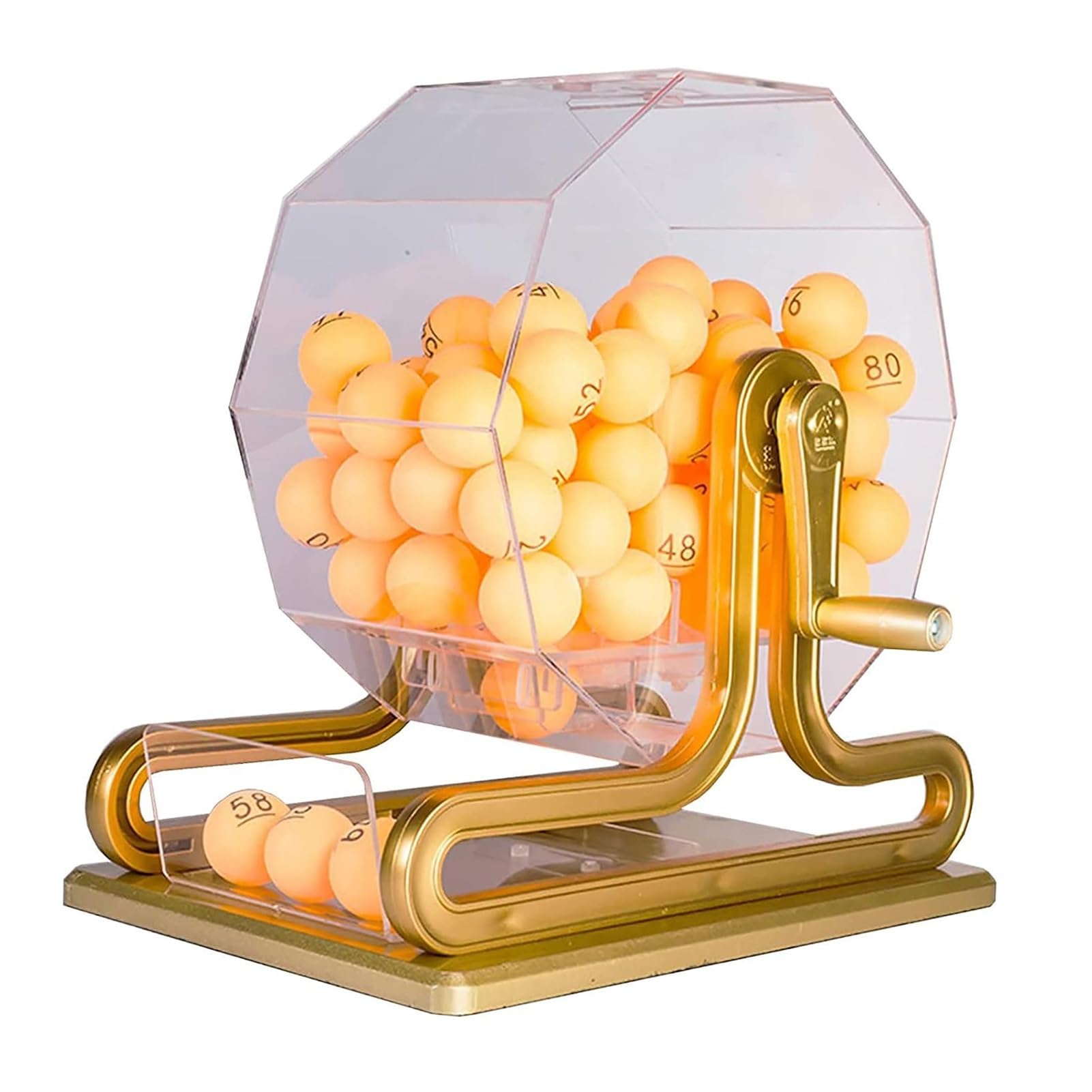 Selector de lotería, máquina de lotería manual, juego de bingo de lujo con jaula de bingo, selector de número de bola de curado a mano, incluye jaula de bingo acrílico, bola de 100 piezas, fácil de