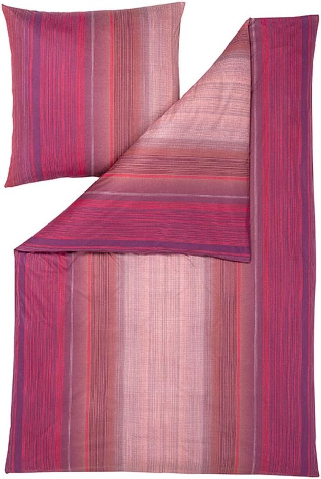 Estella Mako Interlock Jersey Bed Linen Luke Brick, 100% Cotton, purple, 135 x 200 cm + 80 x 80 cm