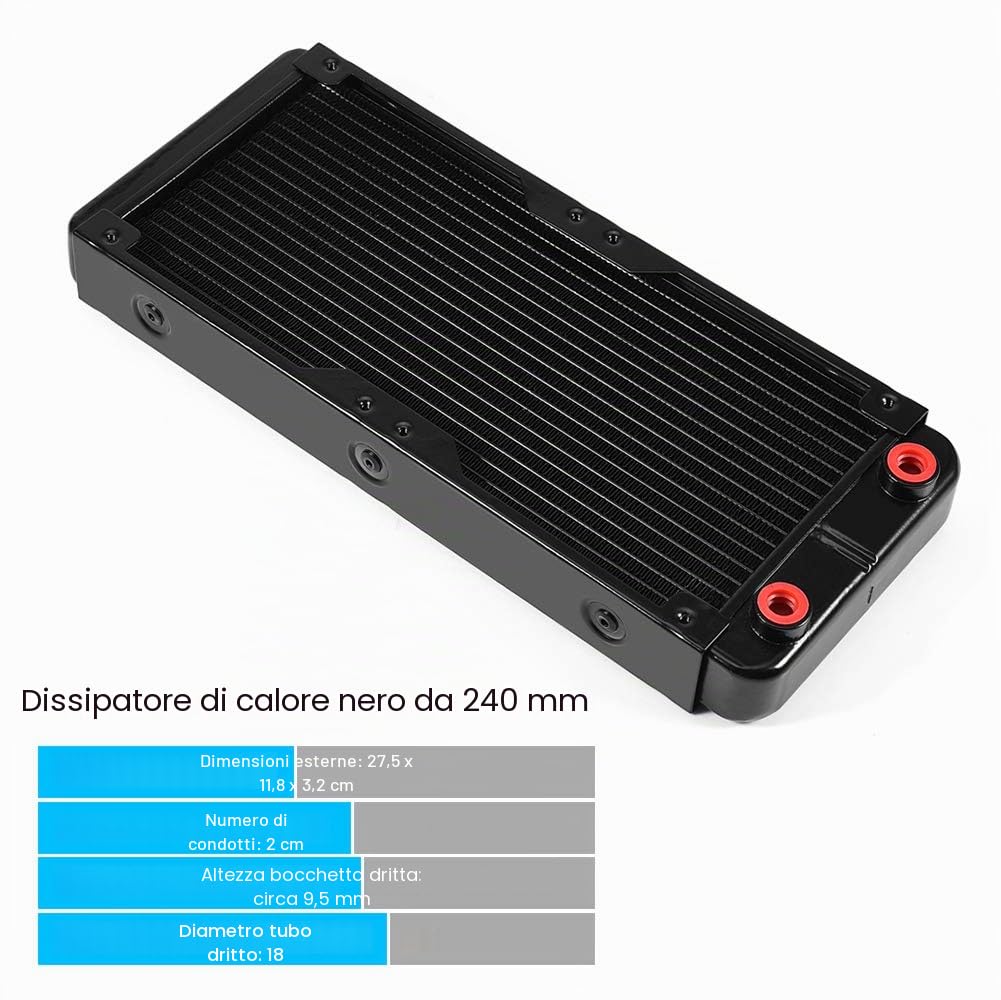 Kit di Raffreddamento Ad Acqua per Computer Fai-da-te da 240 mm, Serbatoio Pompa Blocco CPU/GPU LED Kit Raffreddamento Ad Acqua Dissipatore di Calore vVentola, Kit Raffreddamento