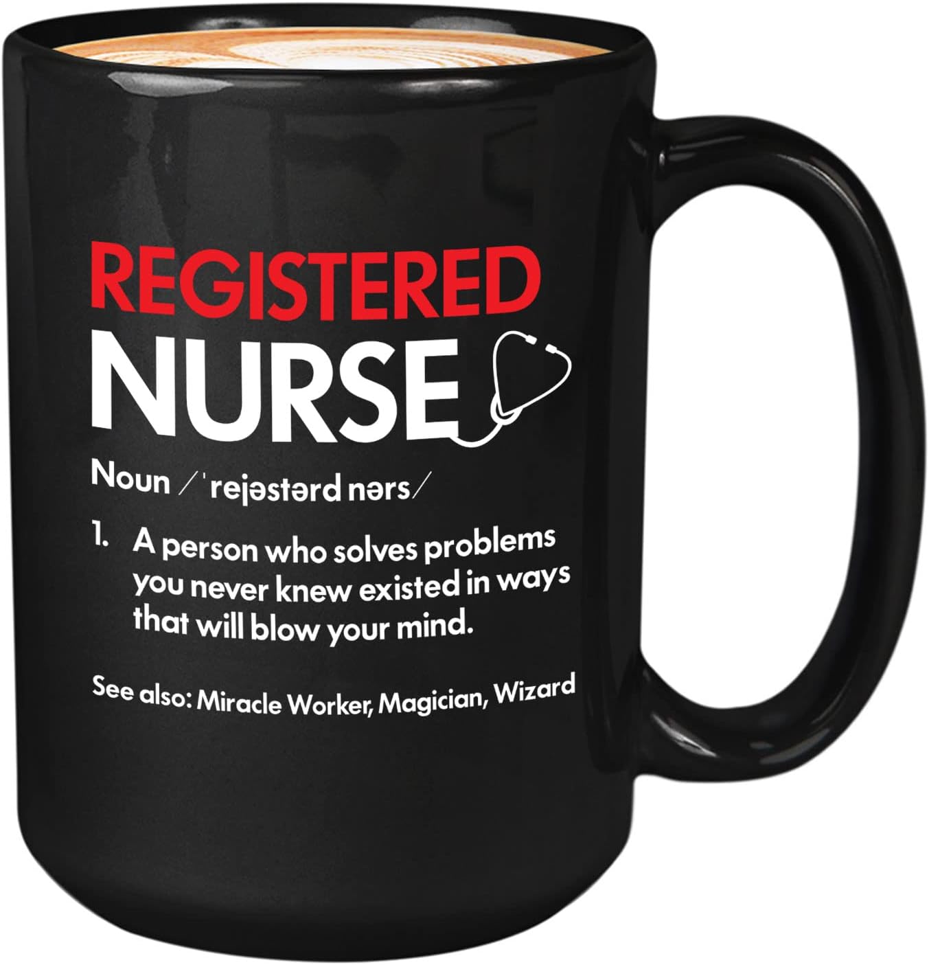 Bubble Hugs Nurse Coffee Mug 15oz Black - Registered Nurse Definition - Dictionary RN School Nursing Student Graduation Healtworker Hospital Assistant