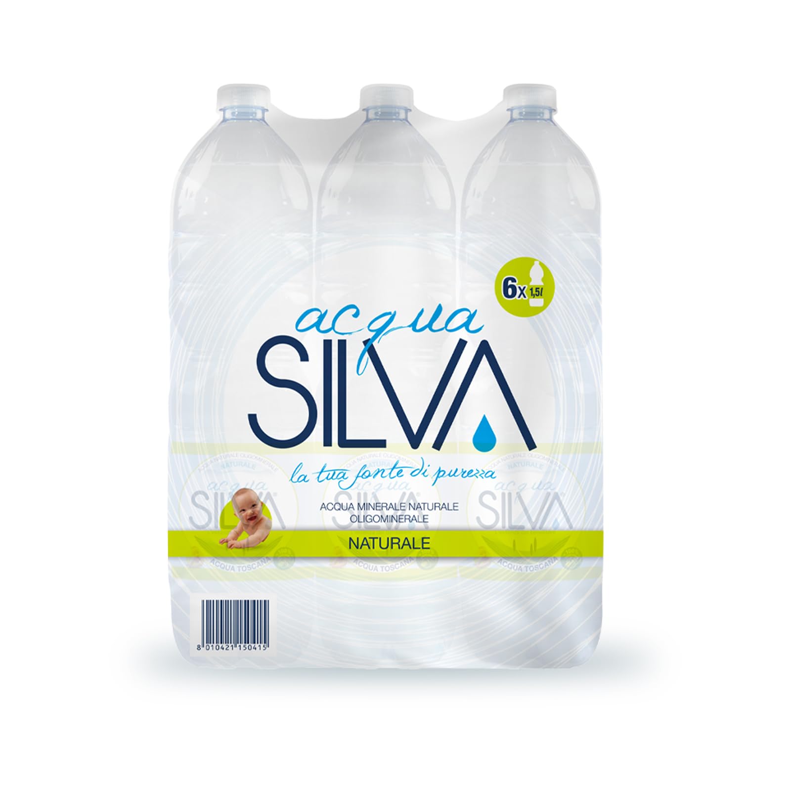 Acqua Silva Naturale – Confezione 7 fardelli (6 bottiglie 1,5 L a fardello) (tot. 42 Bottiglie da 1,5 L) – Leggera e Oligominerale