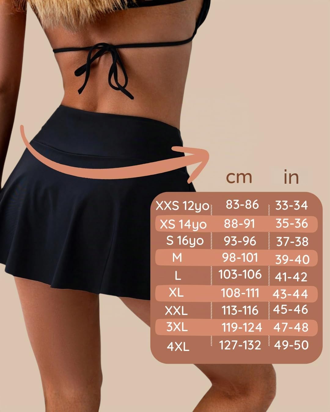 NoBlood - Falda de Baño Bikini Menstrual XXS-XXL | Bañador con Falda Lavable | Piscina y Mar