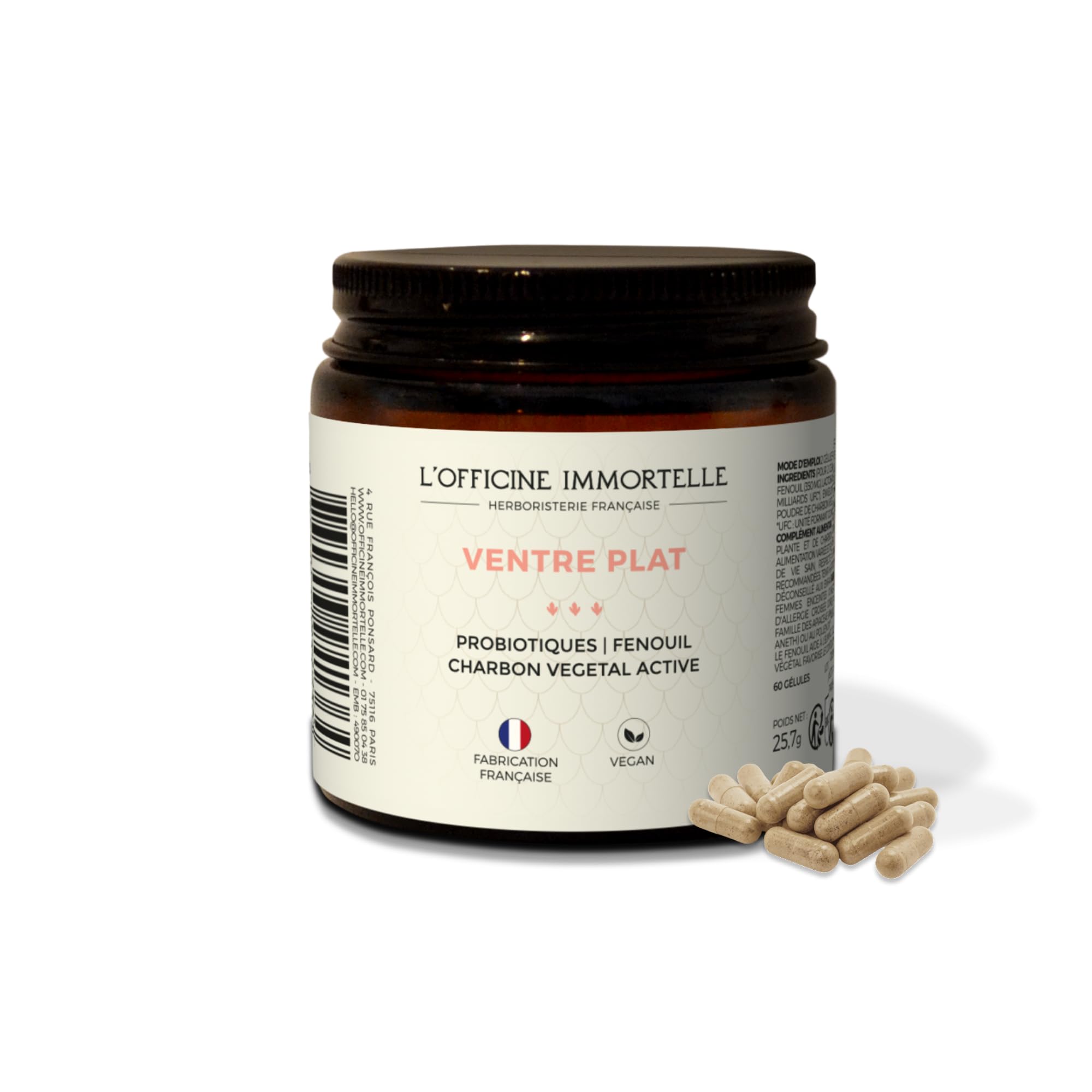 PROBIOTIQUE VENTRE PLAT | Affine votre silhouette | Perte de poids | Bien-être digestif | Anti-ballonnements | Fenouil | Lactobacillus gasseri | Charbon