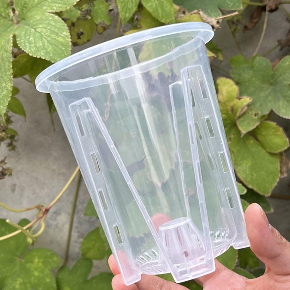 HEBEOT Orchid Pots Clear, Plastic Plant Pots For Orchids, Transparent Nursery Flower Pots For Garden, Balcony, Office(14cm/6pcs)