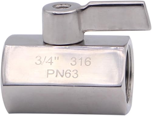 Miniatura 2 de DERNORD Válvula de bola de acero inoxidable Mini rosca NPT hembra (34" hembra y hembra)