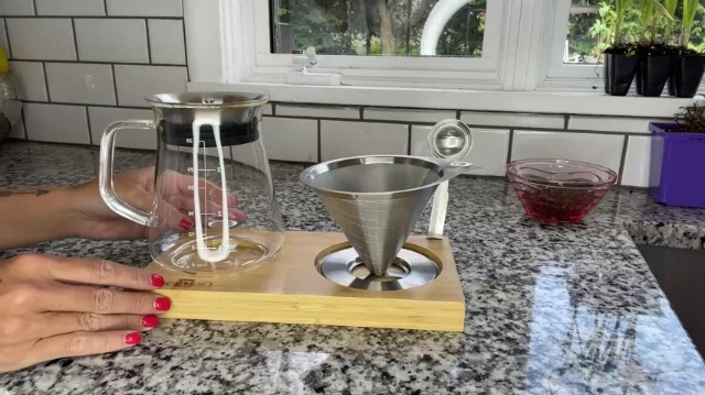 Aquach Pour Over Coffee Maker Set - Large Coffee Dripper, 28 Oz Glass Carafe, Scoop & Bamboo Tray