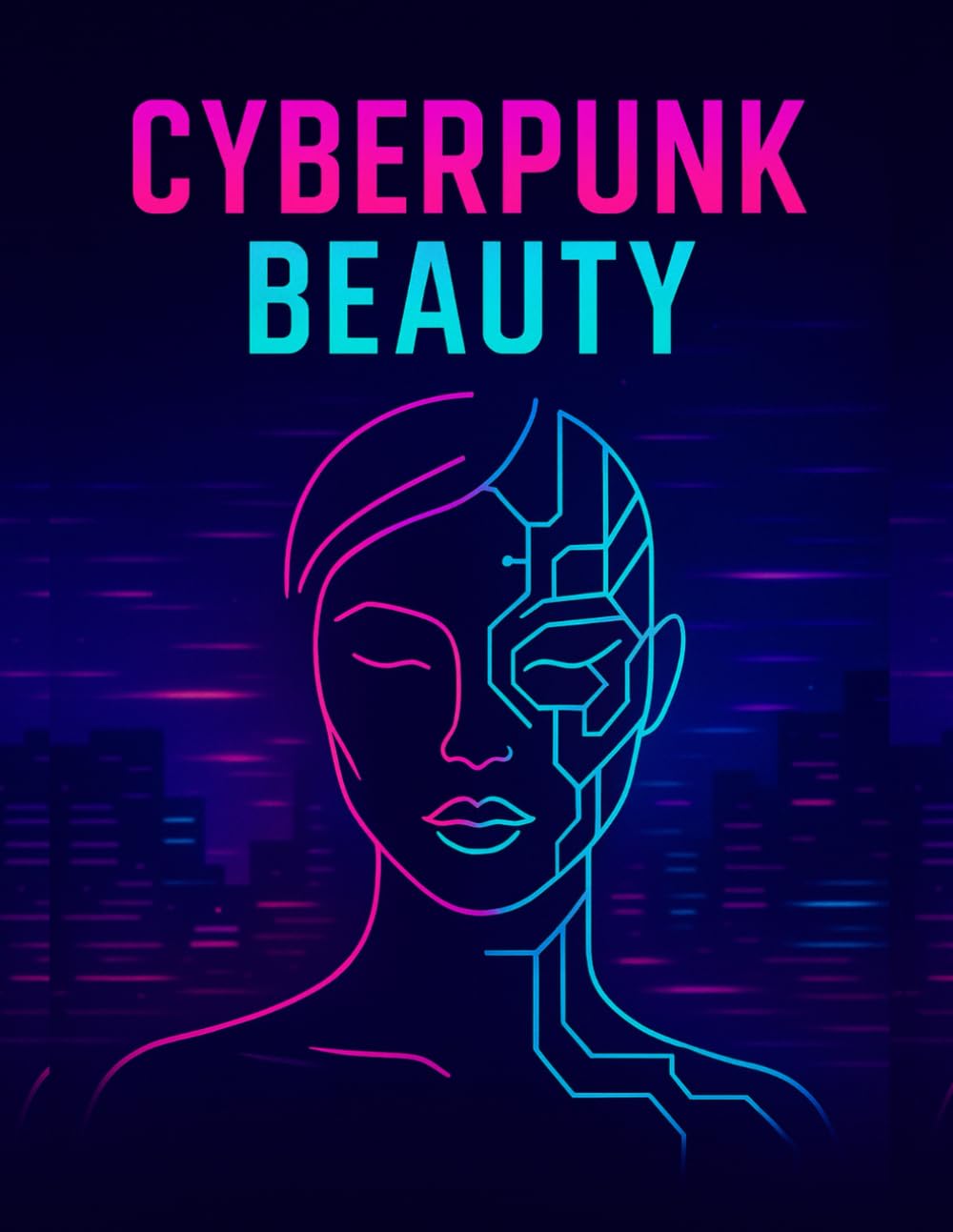 Face Chart Cyberpunk cahier de maquillage futuriste néon pour makeup artists